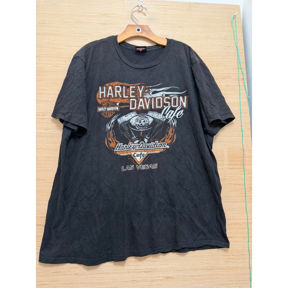 Harley Davidson Cafe Las Vegas Graphic T-Shirt Mens 2XL Black Short Sleeve Tee